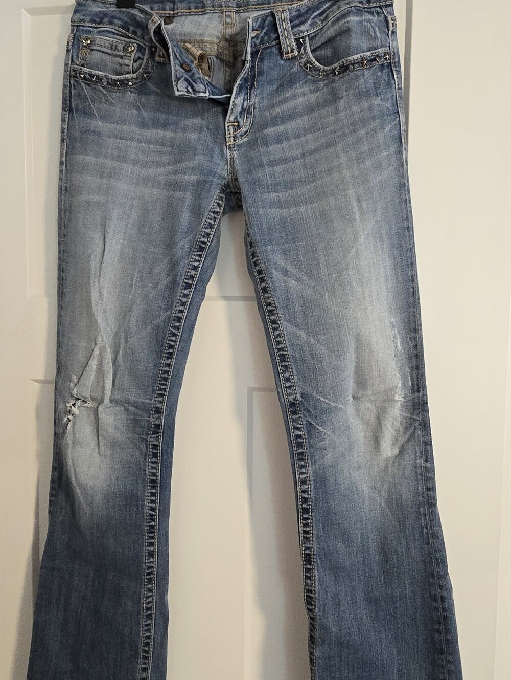 Miss Me Light Blue Low-Rise Jeans - Faded Denim Finish